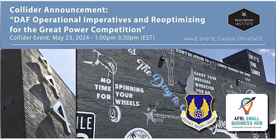 Want to learn more about USAF #reoptimization for the Great Power Competition (GPC)? Come to a free collider - online or in-person - on May 23 to learn how operational imperatives and GPC changes will impact small business. Free registration open now: eventbrite.com/e/operational-…