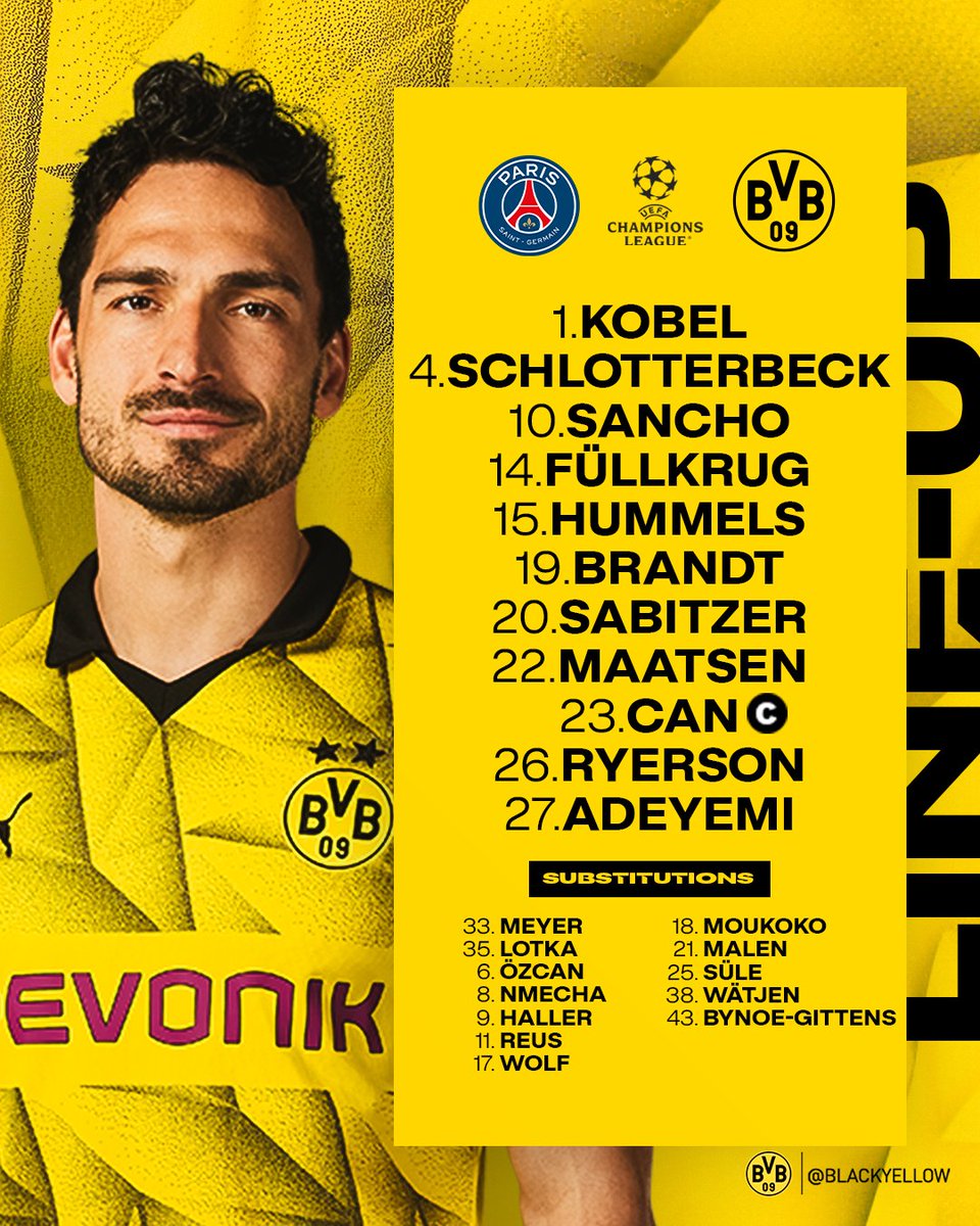 🚨 STARTING XI VS PSG 🚨