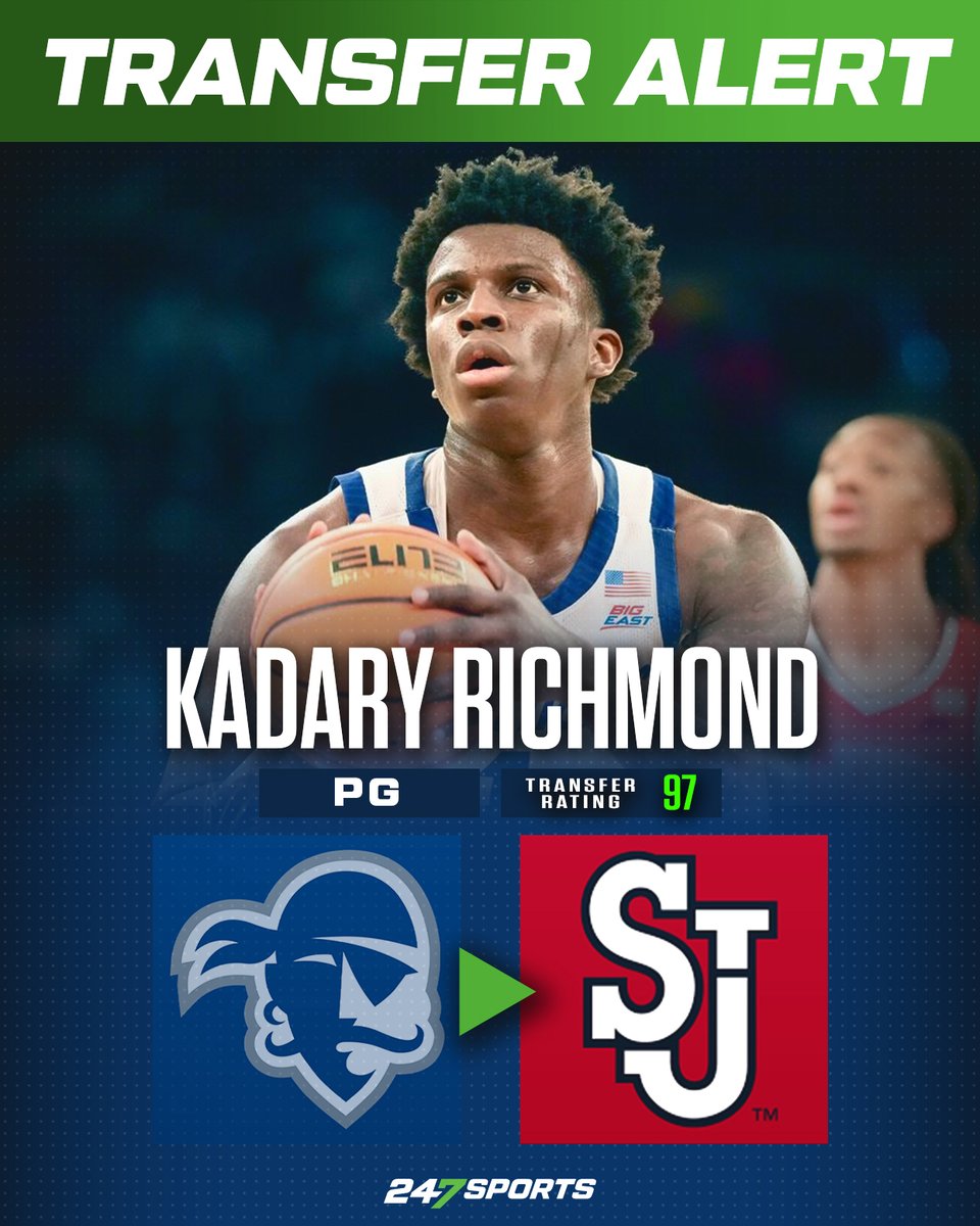St. John's has landed the No. 1 player in the portal in Seton Hall guard Kadary Richmond. One dynamic and talented backcourt for Rick Pitino and the Red Storm between Richmond and Deivon Smith 247sports.com/player/kadary-…
