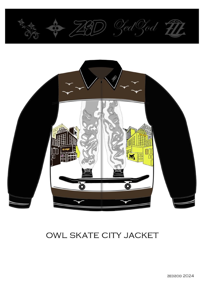 Owl Skate City Varsity Jacket design by ZEDZOD
#fashion #fashiondesign #Appareldesign #Denim #Fashionbrand #FashionWeek