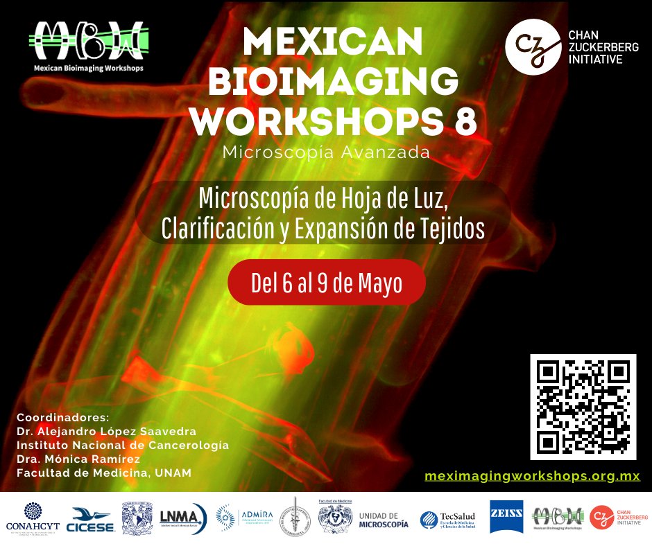 Hola Comunidad! Esta semana iniciamos MBW8:Microscopía de Hoja de Luz, Clarificación y Expansión de Tejidos. #MBW8 #chanzukerberginitiative #mexicobioimaging #UNAM #INACAN #FacMed