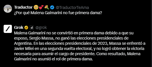 Que clara que la tiene Grok.