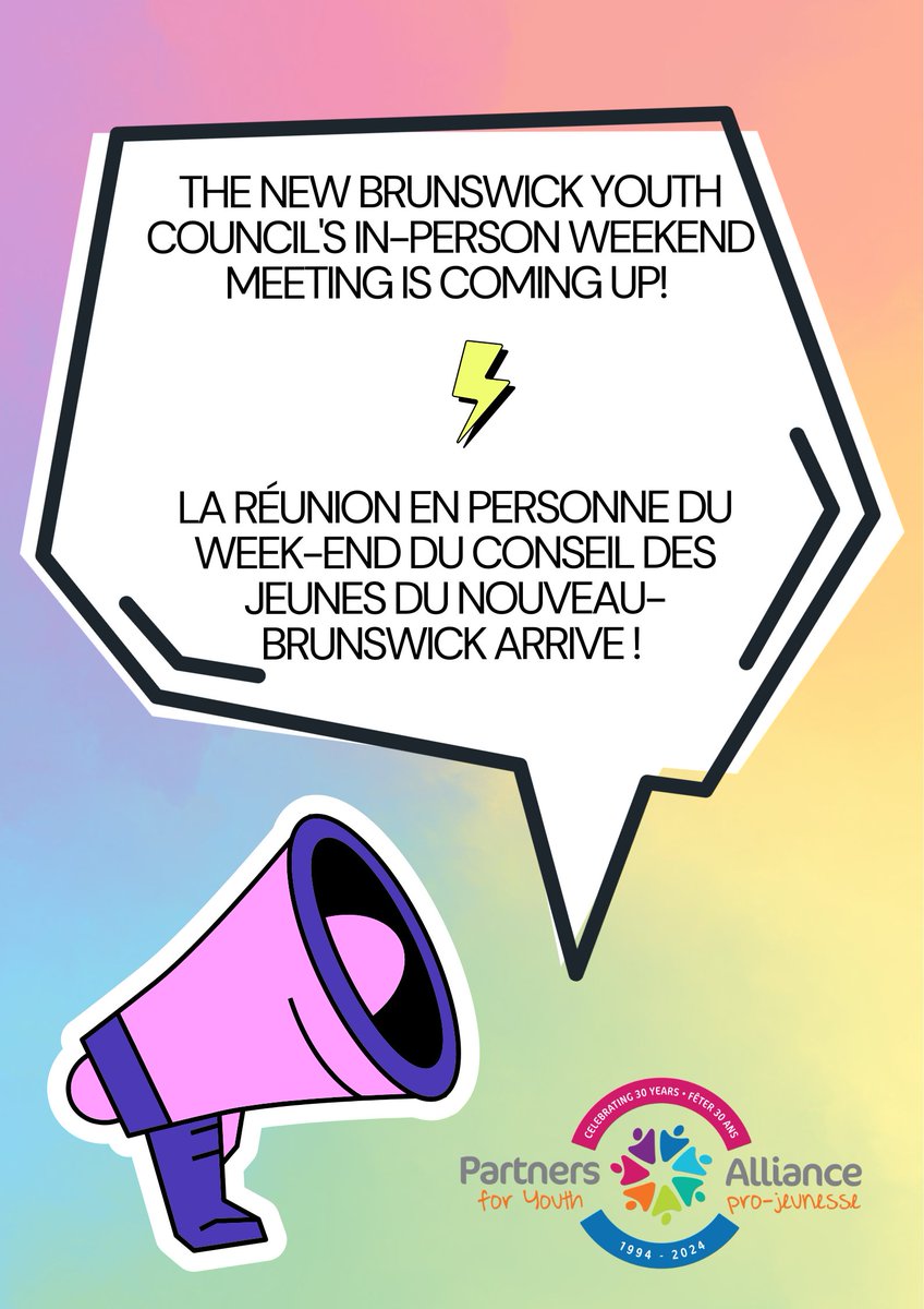 The New Brunswick Youth Council's in-person weekend meeting is coming up! 📷 Hosted by Partners For Youth (PFY) and FJFNB, the weekend is about empowering youth voices, bringing people from all over the province, mental health, politics, fun, and new connections! An unforgettable