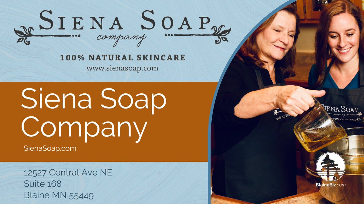 Blaine celebrates Small Business Month! Today's spotlight: Siena Soap Company. Handcrafting all-natural skincare in Blaine, they support the LOTT Foundation in honor of Leah. Find their products online at sienasoap.com. #BlaineMN #BlaineSmallBiz