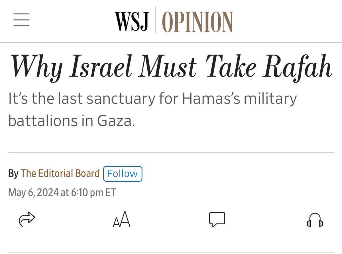 And here we have it, another mask-off, full-throated endorsement for genocide. If you are still a subscriber to the Wall Street Journal, cancel NOW!