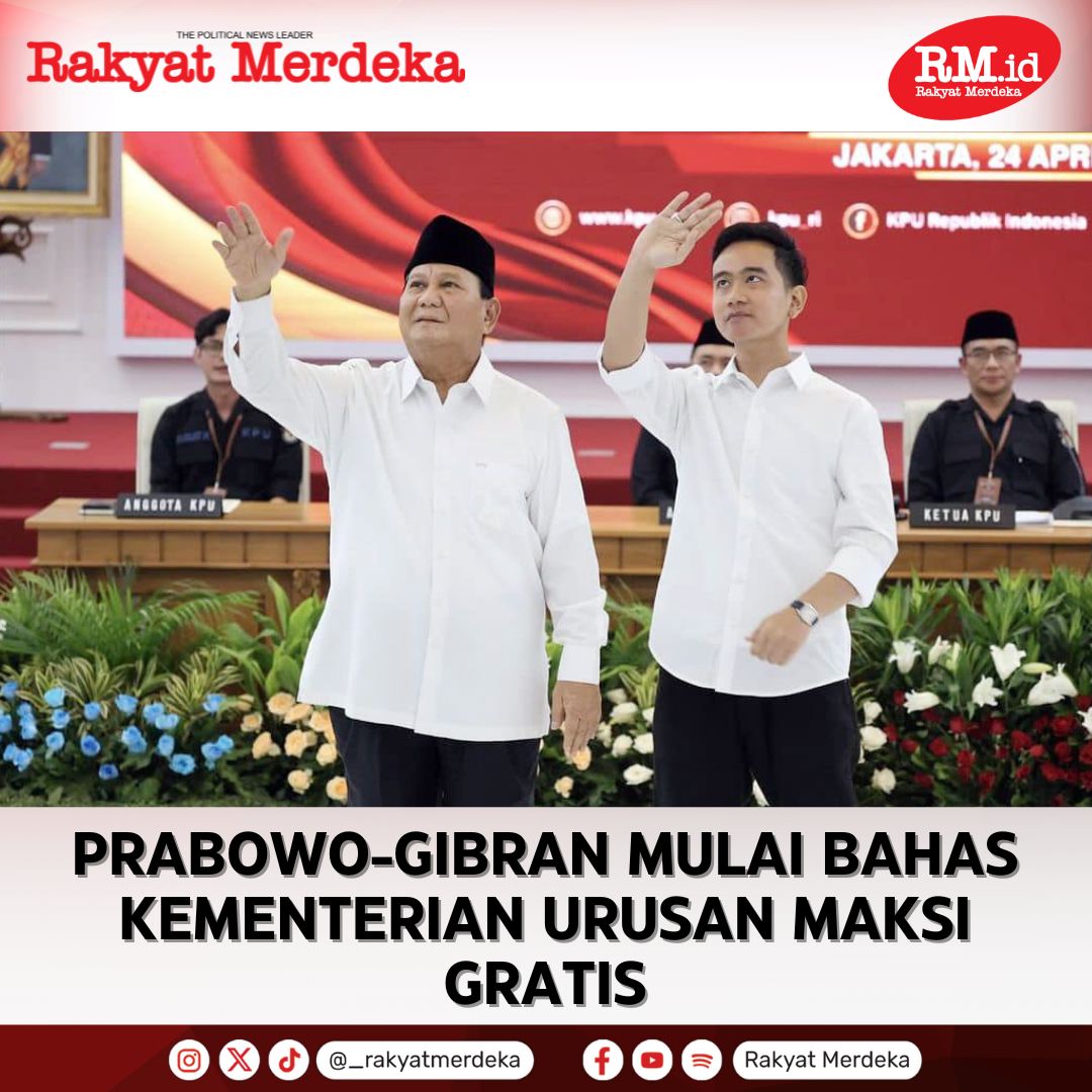 Presiden dan Wakil Presiden terpilih, Prabowo Subianto-Gibran Rakabuming mulai membahas wacana penambahan kursi menteri dalam kabinetnya. Salah satu yang diusulkan adalah kementerian yang fokus mengurus program maksi alias makan siang gratis. #PrabowoGibran #makangratis