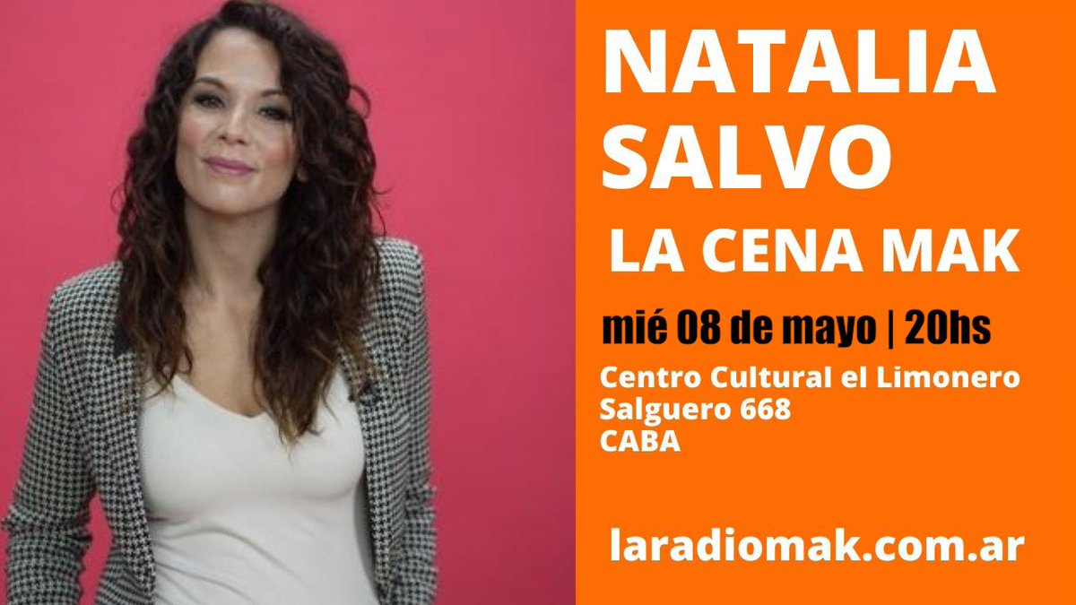 ❗️𝗠𝗔𝗡̃𝗔𝗡𝗔 𝗧𝗘𝗡𝗘𝗠𝗢𝗦 𝗖𝗘𝗡𝗔 𝗠𝗔𝗞❗️ 👉 20HS 📍Salguero 668 (Centro Cultural El Limonero) 😊Con la amiga @NataliaBSalvo #LARADIOMAK