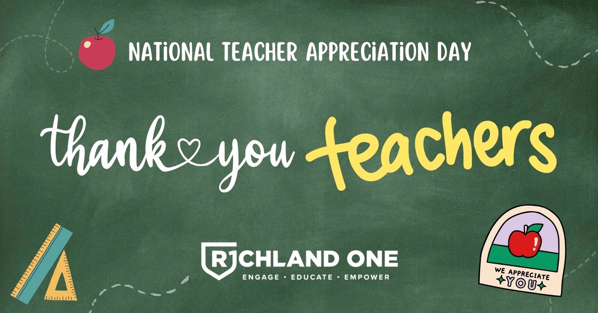 Today (May 7, 2024) is National Teacher Appreciation Day and this week (May 6-10, 2024) is National Teacher Appreciation Week. Join us in thanking and celebrating our teachers for all they do! #TeamOne #OneTeam
