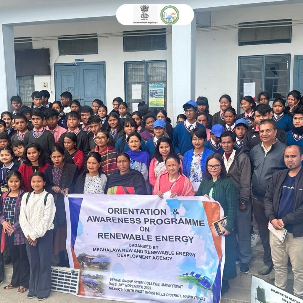 Meghalaya New and Renewable Energy Development agency along with the District Project Officer of West Khasi Hills successfully organized an awareness program in South west khasi hills and west khasi hills district on Renewable Energy on the month of November 2023 ♻️