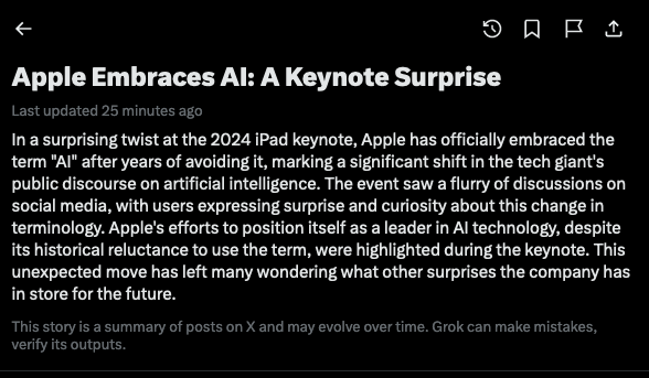 I guess Apple decided they needed to start using the 'AI' buzzword. It's like people expect to hear it. What's weird is that I watched the event and didn't really notice it. It's become so overused that we don't even pay attention to it anymore.