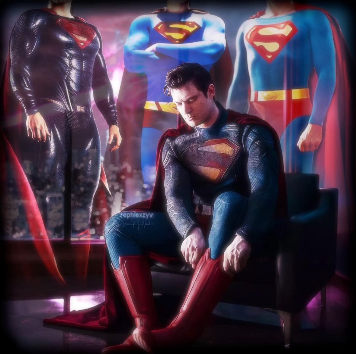 Beaucoup ce sont demandés pourquoi cette photo pour présenter le nouveau costume de Superman. Justement j’aime la symbolique d’être à la hauteur et la responsabilité de chausser les bottes après Reeve, Routh et Cavill au cinéma. #Superman #DavidCorenswet #Superman2025