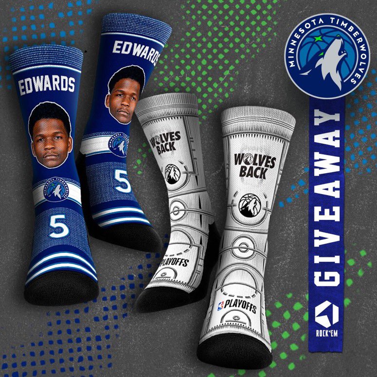 TWolvesLead's tweet image. 🚨PLAYOFF SOCK GIVEAWAY 🚨
 
We partnered with our friends @RockEmSocks to giveaway these exclusive playoff socks to TWO lucky fans!

To win 👇
1) RT this post 
2) FOLLOW @RockEmSocks &amp;amp; @TWolvesLead

GIVEAWAY ENDS 5/9 - 11:59pm EST