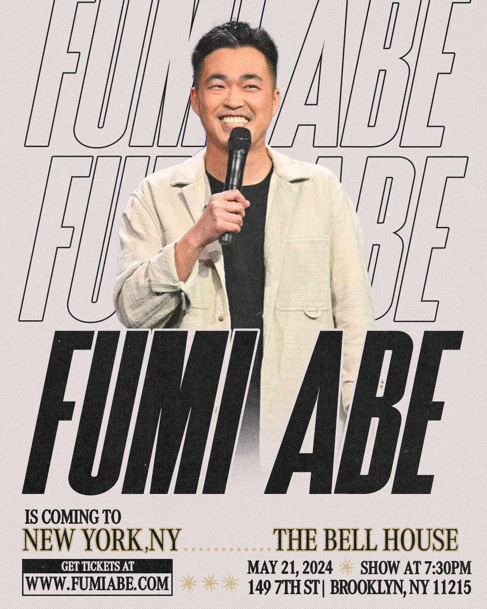 TUE 5/21: Stand-up comedian/writer @TheFumiAbe (@vulture’s Comedians You Should and Will Know in 2023, Just For Laughs New Faces 2023) headlines the Bell House for the FIRST TIME! 𝐋𝐢𝐦𝐢𝐭𝐞𝐝 𝐓𝐢𝐜𝐤𝐞𝐭𝐬 𝐋𝐞𝐟𝐭! 🎟: tinyurl.com/4wh9wekw