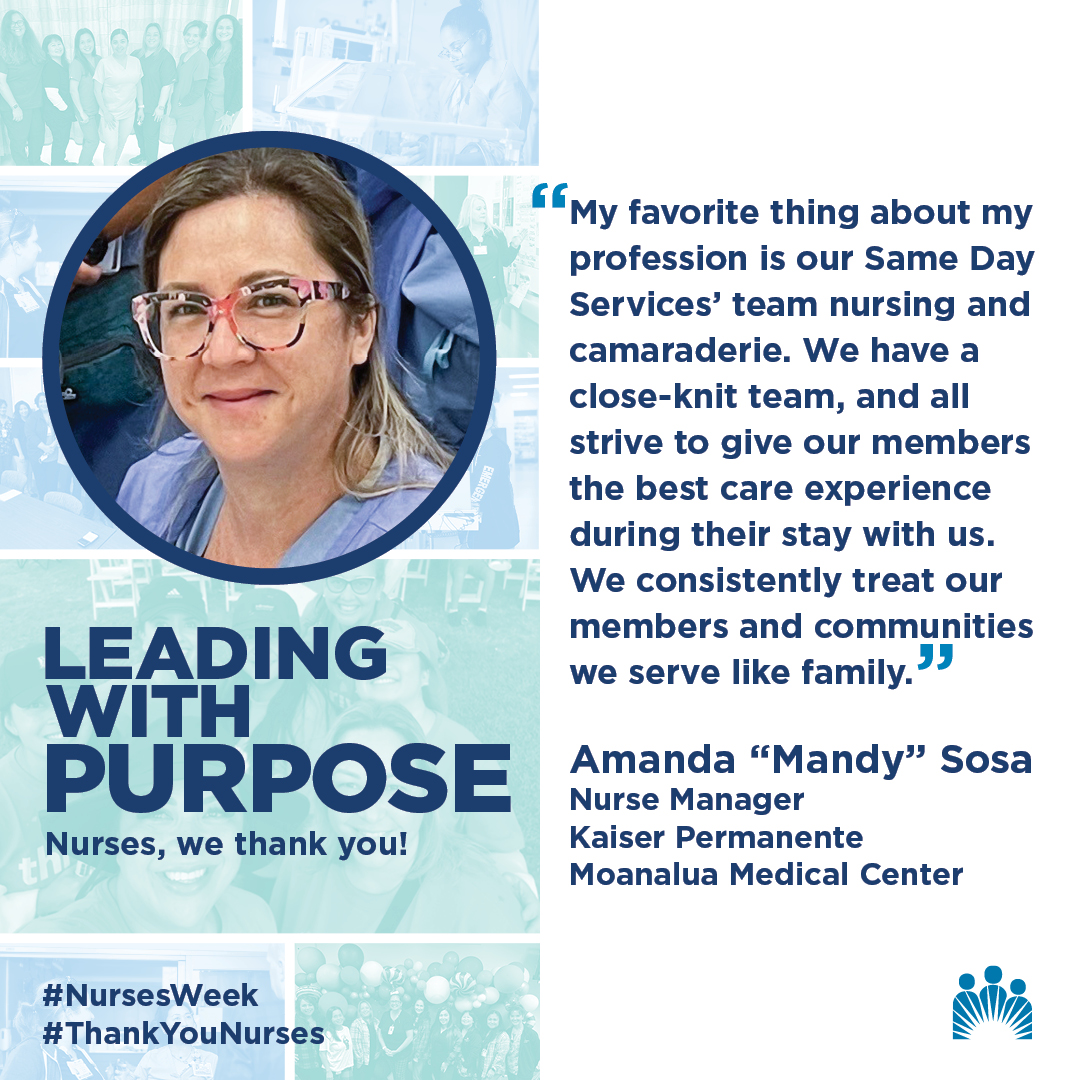 💭This National Nurses Week (from May 6 to 12), Kaiser Permanente Hawaii nurses share what drives them to improve the health of our members, patients, and communities we serve.  
#NursesWeek #ThankYouNurses #MahaloNurses