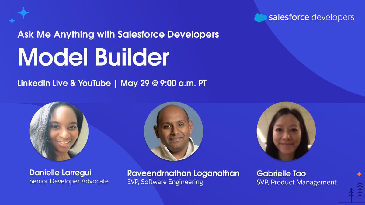Model Builder makes it easy to build or bring your own #AI models to @Salesforce. 🙌 Have questions? Bring them to this month's Ask Me Anything livestream and get answers in real time! RSVP: ➡️ sforce.co/3ybjdsr