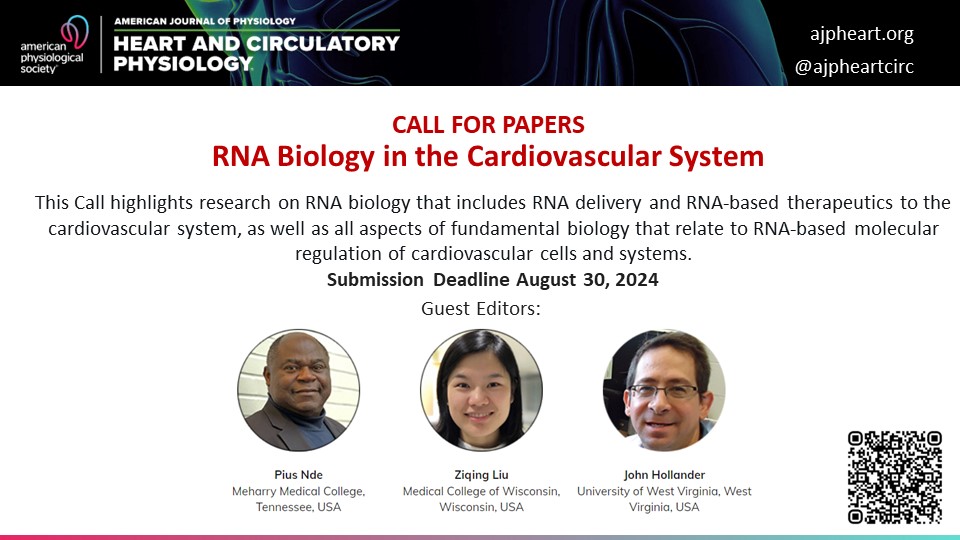 Ready to submit your #RNA biology research? We have a Call for Papers on that. ✅ Call for Papers: RNA Biology in the #Cardiovascular System ow.ly/S4mv50Ryx7a #NoncodingRNA #circularRNA #smallRNA #Crspr #RNAtherapeutics