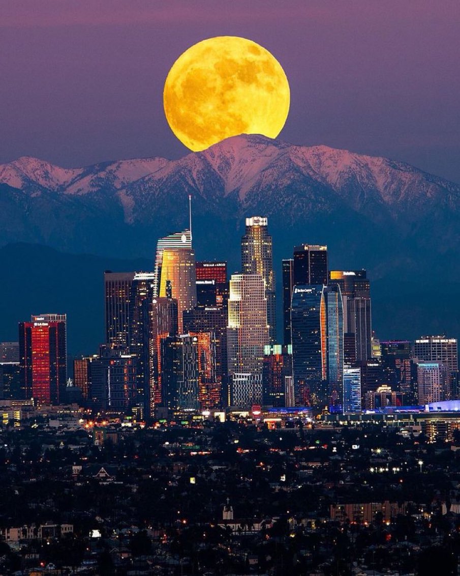 Full Moon over Los Angeles, California.