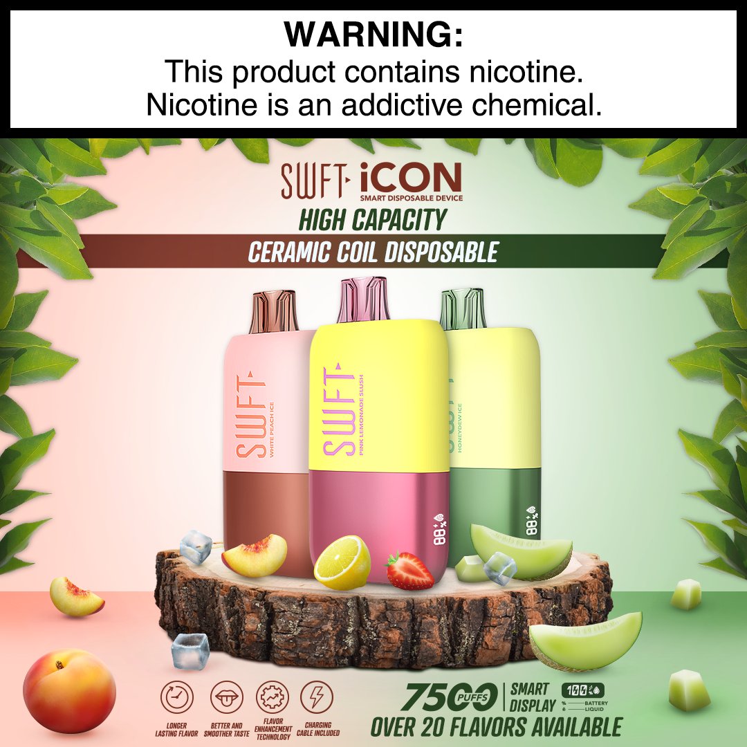 SWFT ICON Pink Lemonade Slush & More Flavors - 7500 Puffs... Shop Today!
.
.
.
#MidwestGoods #MWGS #Eliquid #Vapelife #vapstagram #vapesociety #vaping #wholesalevapejuice #SWFTicon7500