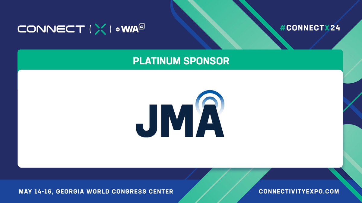 We're thrilled to have JMA on board as a Platinum Sponsor for #ConnectX24! Thank you for your support and dedication. #ConnectivityEverywhere #Partnership