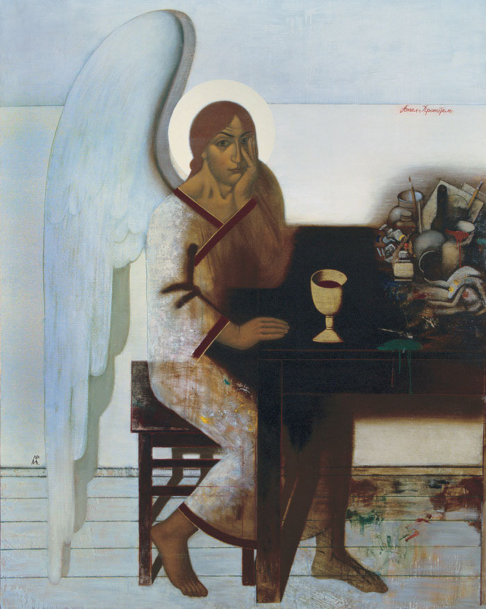 Ivan Leonidovich Lubennikov (Bielorussian, b.1951) Guardian angel, 2001. Medium: Oil on canvas.