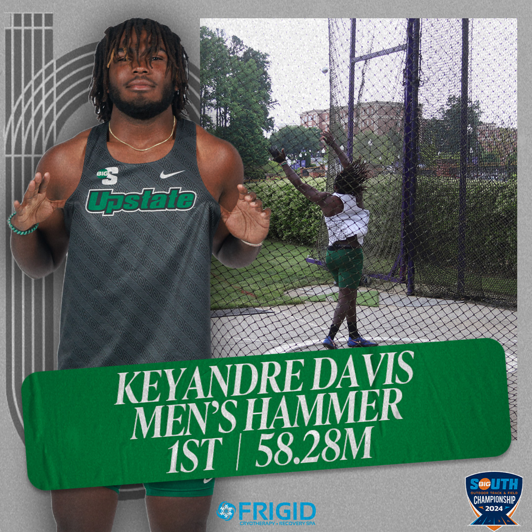 He claimed the first First Place finish on the men's side as he led the field with a 58.28m heave in the men's hammer. 

For the first time in his collegiate career, Davis is named a Big South Outdoor Champion during day one of the event!

#SpartanArmy ⚔️