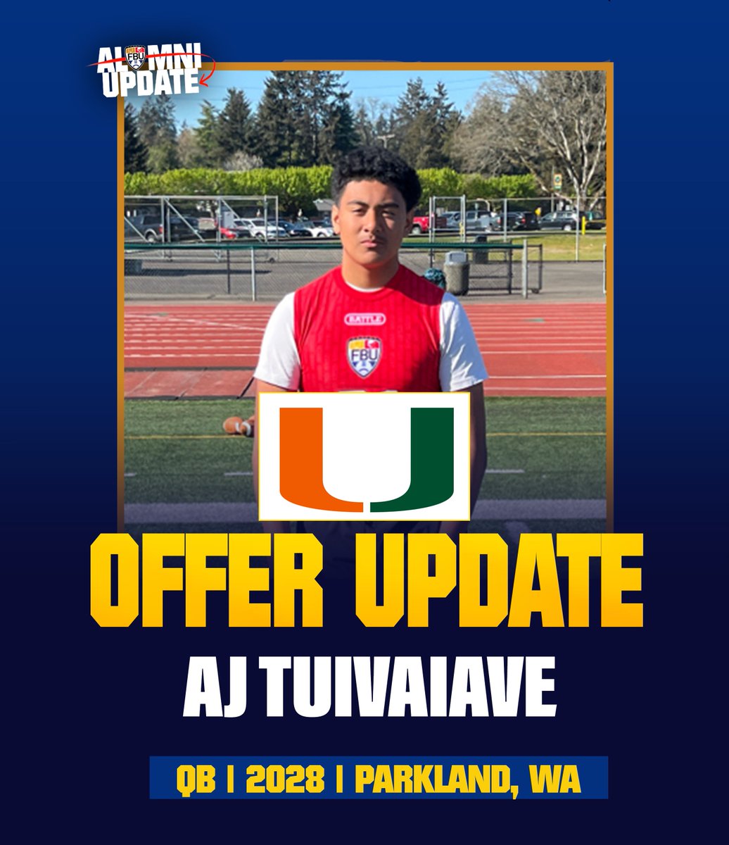 OFFER UPDATE ✅ #FBUPathAlum AJ Tuivaiave secures first D1 offer from University of Miami 🔥 Congratulations 👏 You Next? #FBU #GetBetterHere @AjTuivaiave