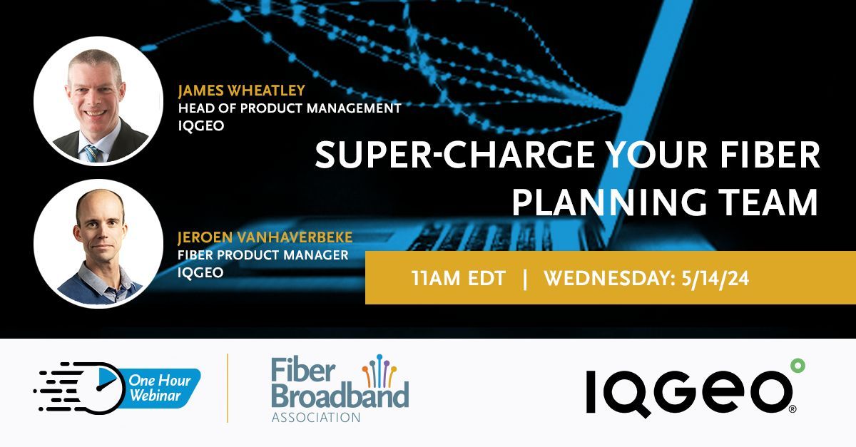 Join FBA for our 'Super-charge Your Fiber Planning Team' #webinar presented by IQGeo on Tuesday, May 14 at 11:00 am EDT. Fiber network planners have vital deliverables that require specialized skills. 🔗 buff.ly/3UMBjKa