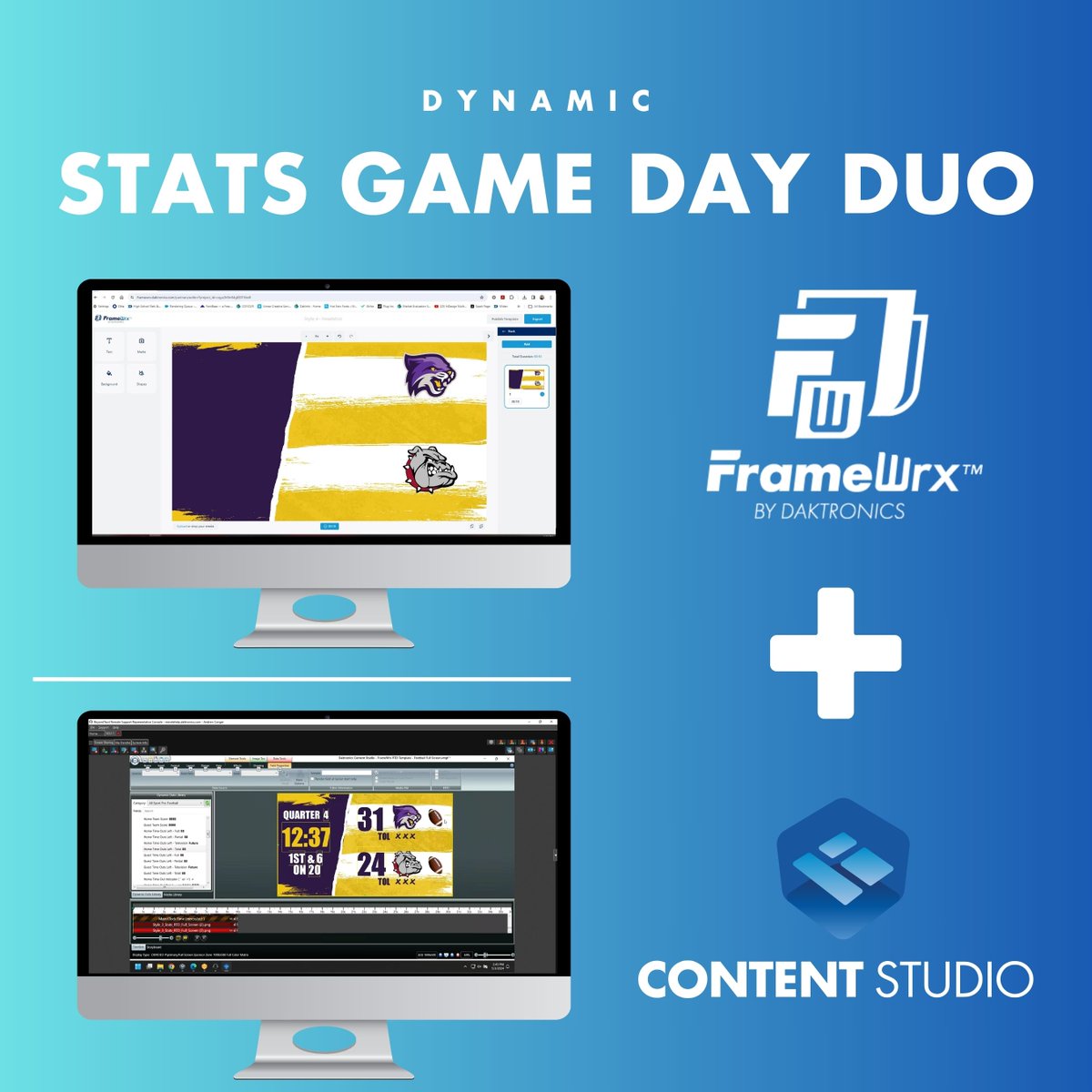 The dynamic duo of #FrameWrx and Content Studio can now take your stats layouts to the next level! Simply customize your stat background in FrameWrx and bring into Content Studio to add your data!