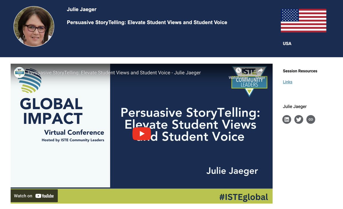 🌟 Watch the session from @jjaegerconsults about #digital #storytelling: bit.ly/ISTEglobal05 But don't stop there - register to discover more insightful sessions and register for #ISTEGlobal: bit.ly/Global-Impact-… #globalimpact 🎉See you at #ISTELive