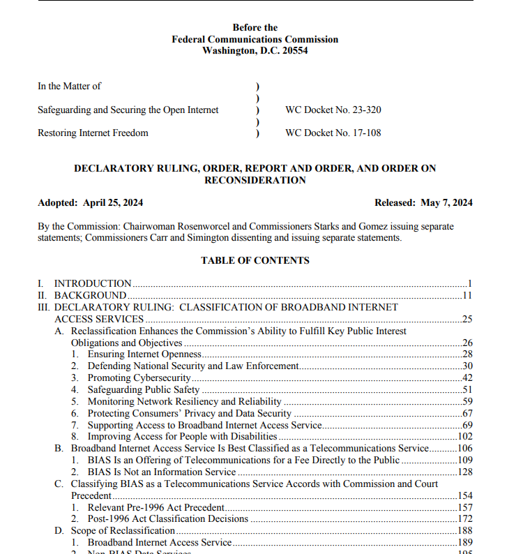 FCC net neutrality order is out: docs.fcc.gov/public/attachm….