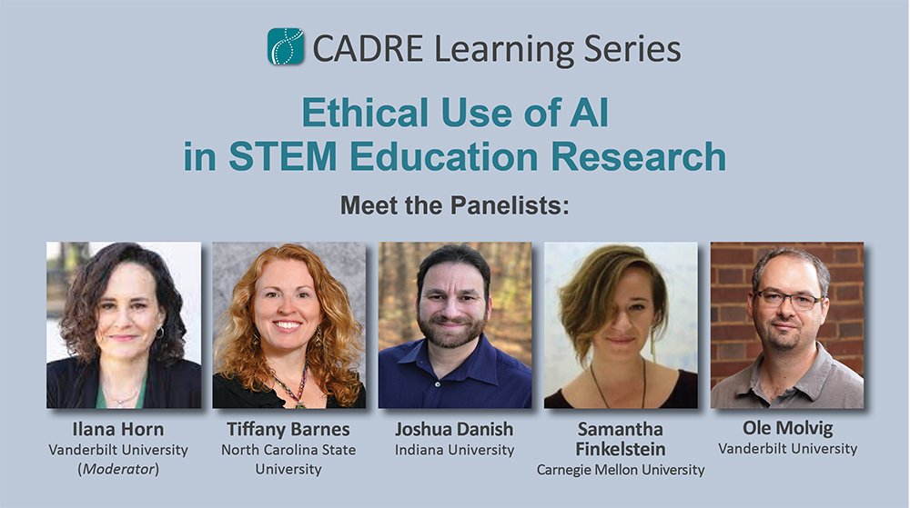 'Ethical use of AI requires more than using a checkoff list. It’s an ongoing process.' Hear more on May 15 from @DrTiffanyBarnes @jdanish @OleMolvig and @slfinkelstein at our next CADRE Learning Series webinar. Register: cadrek12.org/resources/cadr…  #NSFSTEM #NSFfunded  @ilana_horn