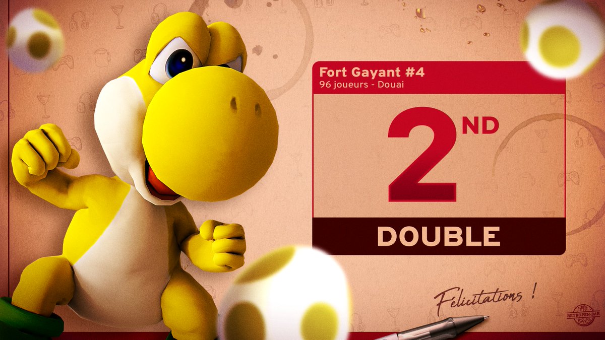 Le week-end du 28 avril, pour son premier grand tournoi en France, @Double_ssb et son Yoshi remportent la 2ème place du Fort Gayant #4 ! Félicitations ! 🎉