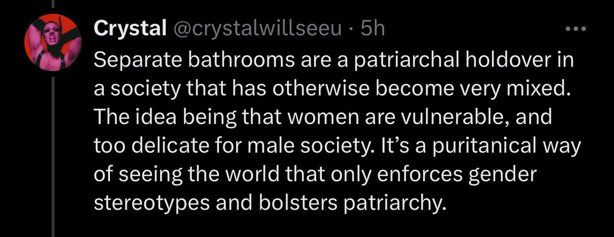 This is absurd. Separate spaces for women are related to patriarchy if we define that as male oppression of/violence against women. But they are a response to that in order to give women safer spaces *away* from men doing that. 1/