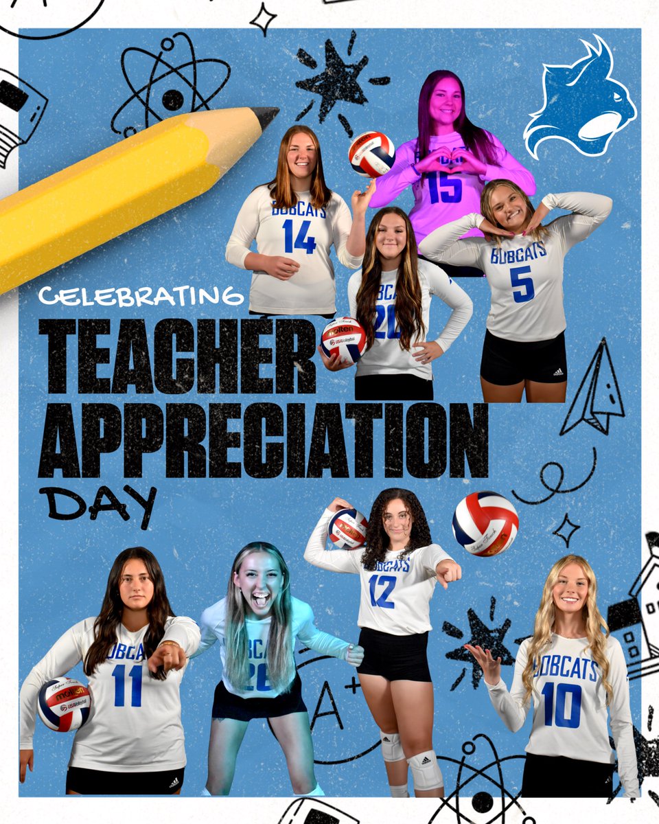 Happy Teacher Appreciation Day to our wonderful professors on campus, our alumni that are current teachers, &amp; our future teachers in our program! 💙🐾🏐
#pscvball | #ClawsOut | #AsONE | #LOVE | #COMPETE | #GoBobcats
