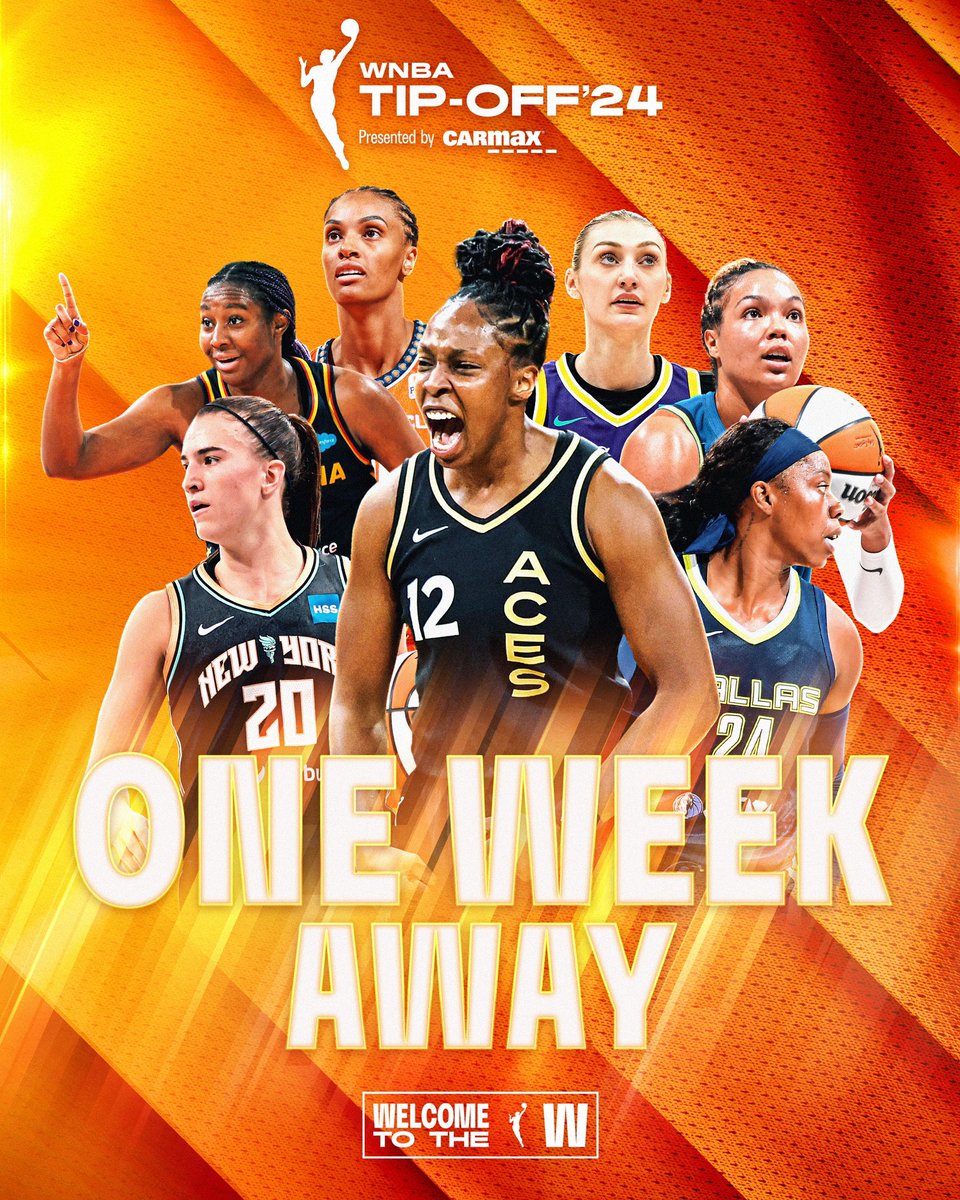 Don’t hit my phone next week, I’ll be busy 🫣 WNBA Tip-Off presented by @carmax is officially ONE WEEK AWAY! Rookies, vets, old matchups, new rivalries - we are locked in.