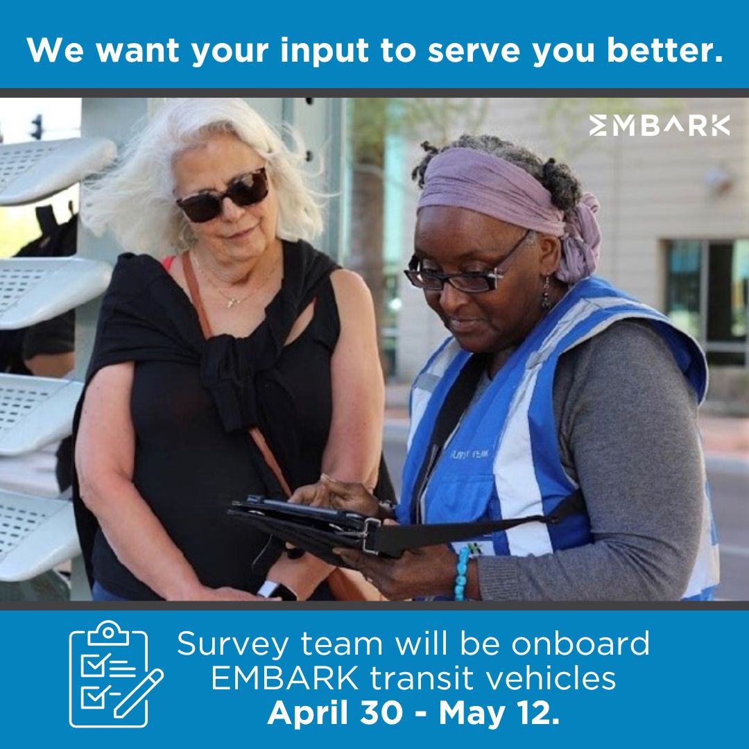#RiderReminder EMBARK is conducting our annual transit rider survey! 📝 You may see our survey team in blue vests onboard EMBARK buses in OKC and Norman, @RAPIDbrt, &@OKCStreetcar. These surveys help us improve our service & inform future plans.