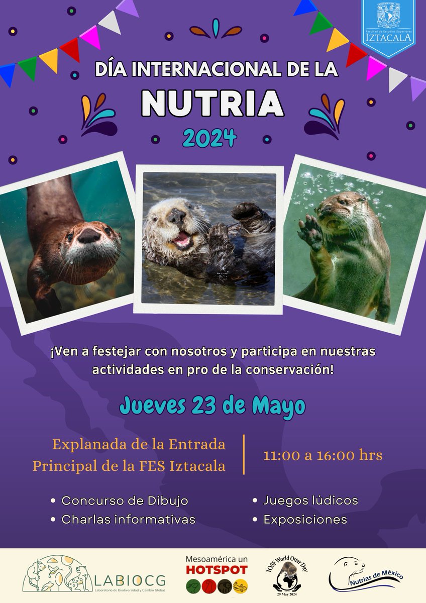 🦦 ¡Descubre la importancia de las nutrias en nuestros ecosistemas en el Día Internacional de la Nutria 2024! 🎉 📍 Explanada de la Entrada Principal de la #FESI #UNAM