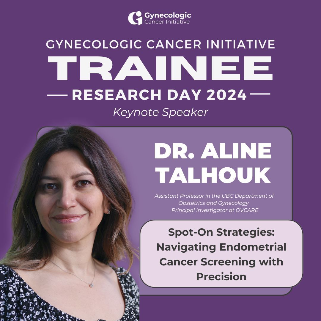 We are pleased to have Dr. @AlineTalhouk as our #keynotespeaker for GCI Trainee Research Day on June 17th! Dr. Talhouk is an assistant professor @ubcobgyn and principal investigator at OVCARE and @uterinehealth. Register here to attend! 📲 buff.ly/3N3QoQE