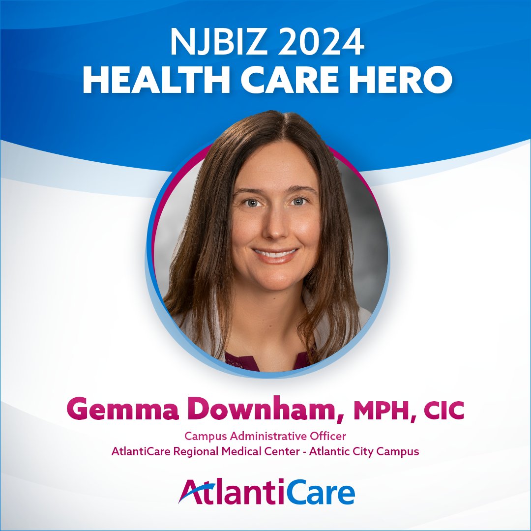 Join us in celebrating Gemma Downham, our Atlantic City Campus Administrative Officer, named a 2024 Health Care Hero by @NJBIZ! 🎉
#HealthCareHero #NJBIZ #AtlantiCare