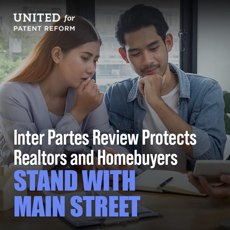Real estate companies use tools to help buyers make informed decisions. These tools were threatened when an NPE sued Texas realtors. The patent was challenged and invalidated through IPR. @JudiciaryDems/@SenJudiciaryGOP: #StandwithMainStreet-oppose #PREVAIL.
