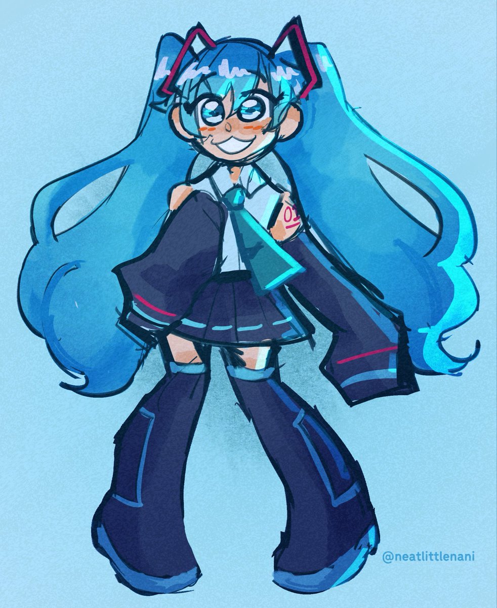 really quick miku in honor of seeing her in Newark 🩵🩵🩵