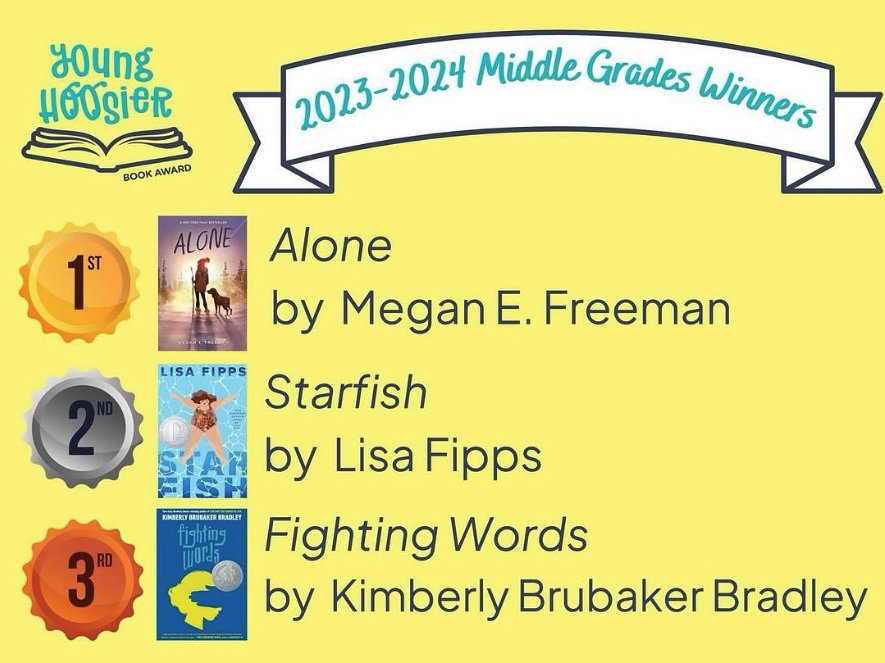 Thanks to the Indiana readers who voted for ALONE, and to the IN teachers and librarians who keep books in the hands of readers! It's an honor to be in such great company. ❤️🙏 @simonkids @ssedlib @eastwestlit @scbwirockymtn @mgauthorcade @AuthorLisaFipps @kimbbbradley