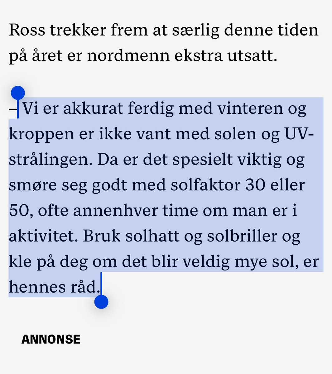 Evnt ikke spis så mye seedoils og ta eksperimentelle vaksiner

50 annEnvHer TiMe 😂

Tenk å være redd for sola

nettavisen.no/nyheter/kreftt…