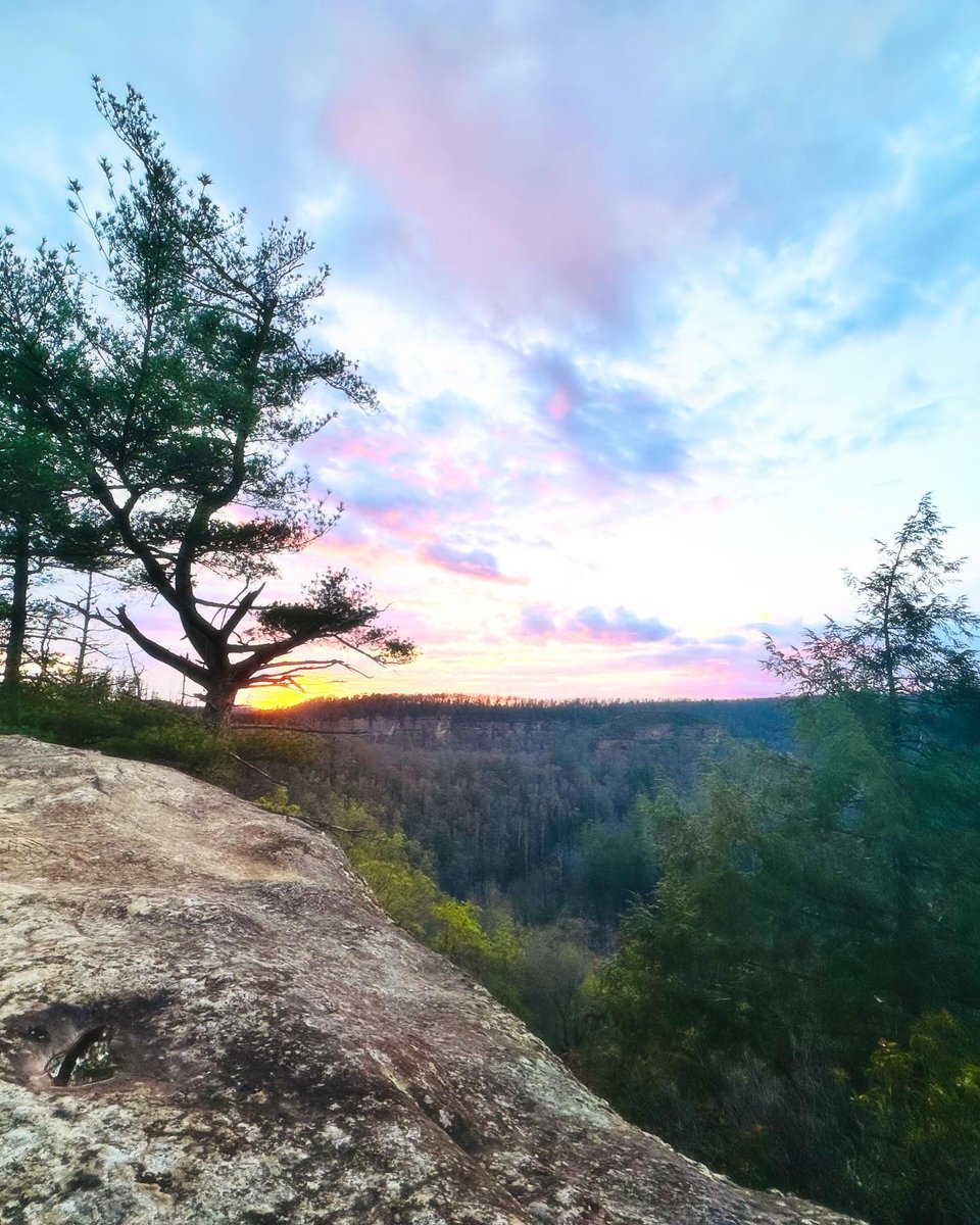 Witnessing a sunset at Red River Gorge is a surefire way to end the day on a high note.🌄💙 Start planning your #TravelKY trip to Red River Gorge here: bit.ly/44zIJSG 📍 Sky Bridge (Wolfe County Tourism) 📸 itsdianne.w
