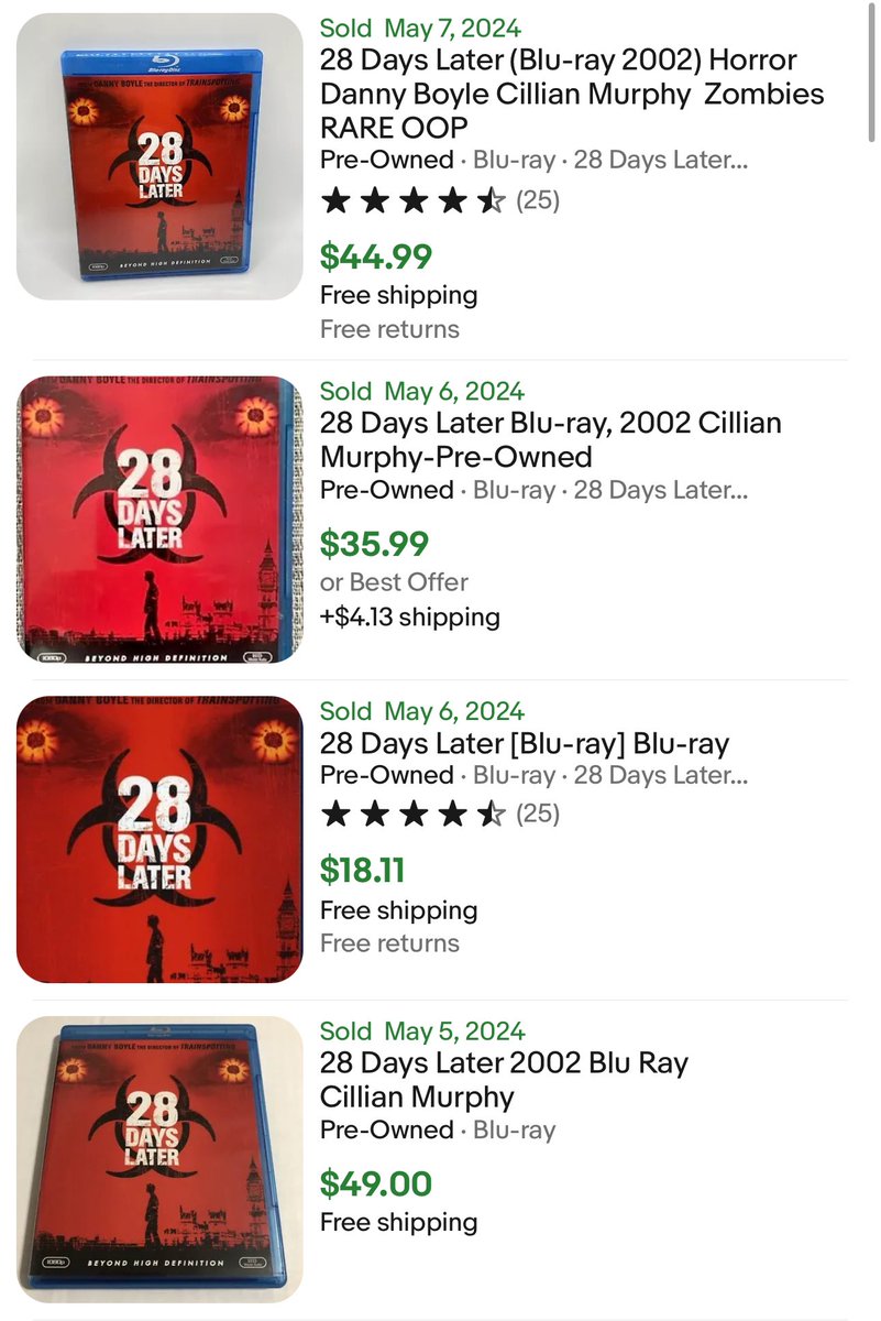 It’s going to hurt the FOMO eBay folks that I found this clean “28 Days Later” Blu-ray for $1.00 today. 

#physicalmedia #bluray #28dayslater