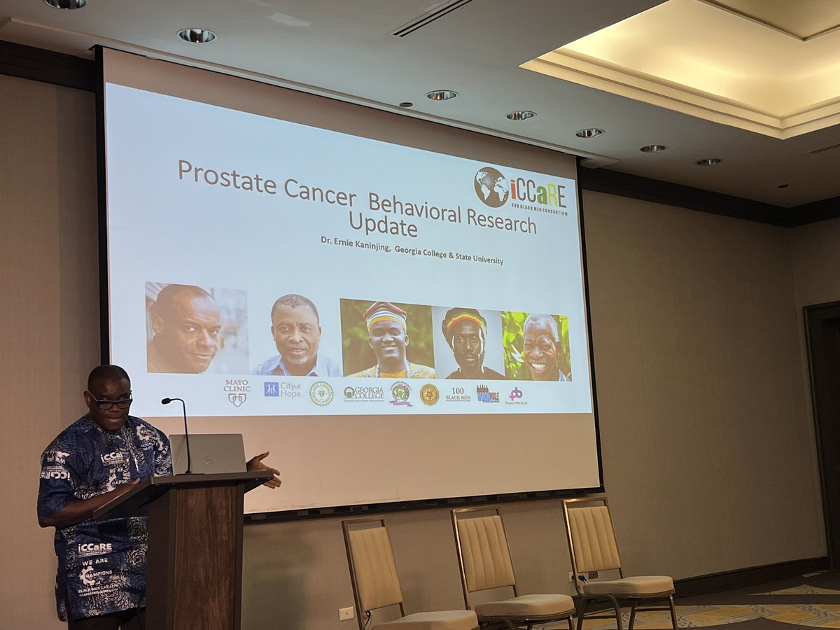 Ongoing: @iCCaRE4BlackMen Science of Survivorship is 🔥🔥🔥 . Afternoon session starts with Dr. @EKaninjing (@iCCaRE4BlackMen MPI) providing #prostatecancer behavioral research update. He had to go there with red meat when we all just enjoyed steak for lunch 🤣😱🤣 #iCCaRe