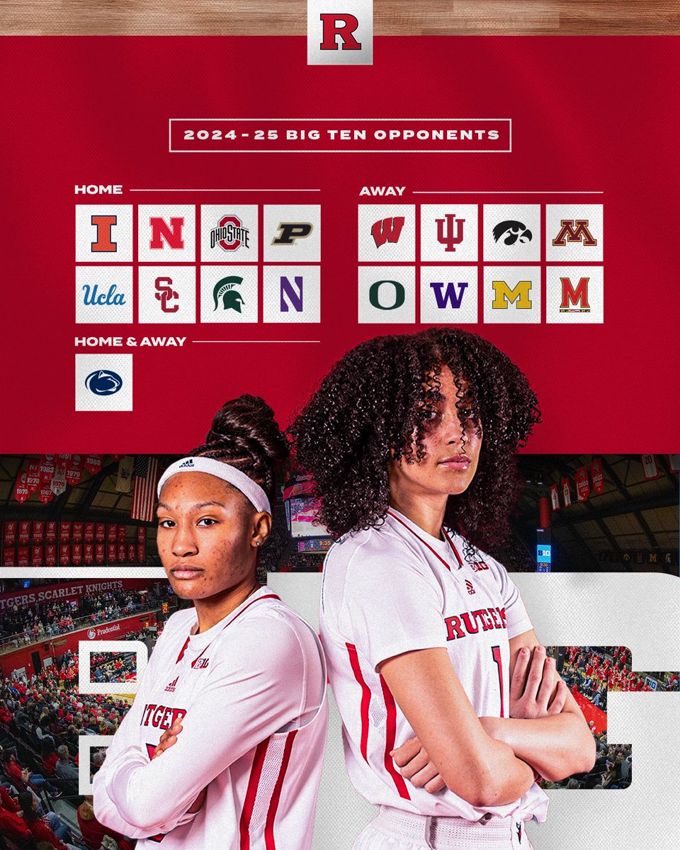 2024-25 @B1Gwbball home & away opponents are set ‼️🏀 📰: go.rutgers.edu/j1gtnp5q #GoRU | #RUWBB