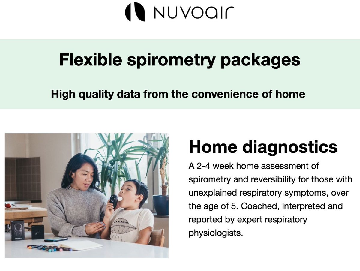 Looking for fast and reliable spirometry for your clinic? 🌬️

NuvoAir can improve your ability to diagnose and optimise asthma. 

Assessments designed to evidence variability, obstruction and reversibility. Quality assured by respiratory physiologists 📈

hubs.li/Q02wqb5C0