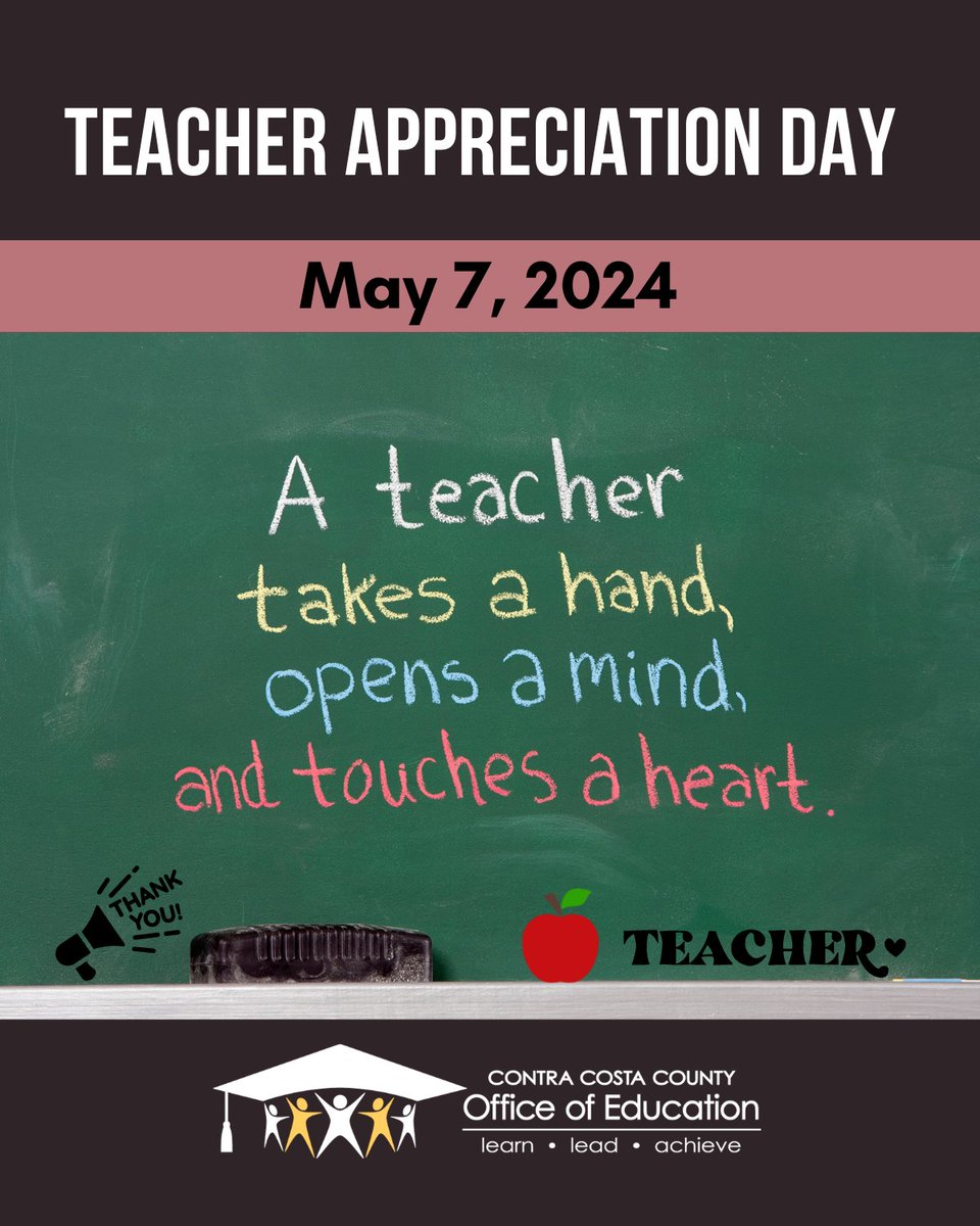 📢To all the teachers out there, THANK YOU for your commitment, passion, and dedication to making a difference in the lives of your students. 🎇Read Teacher Appreciation Day Message from County Superintendent of Schools Lynn Mackey: cccoe.k12.ca.us/news/news_pres…