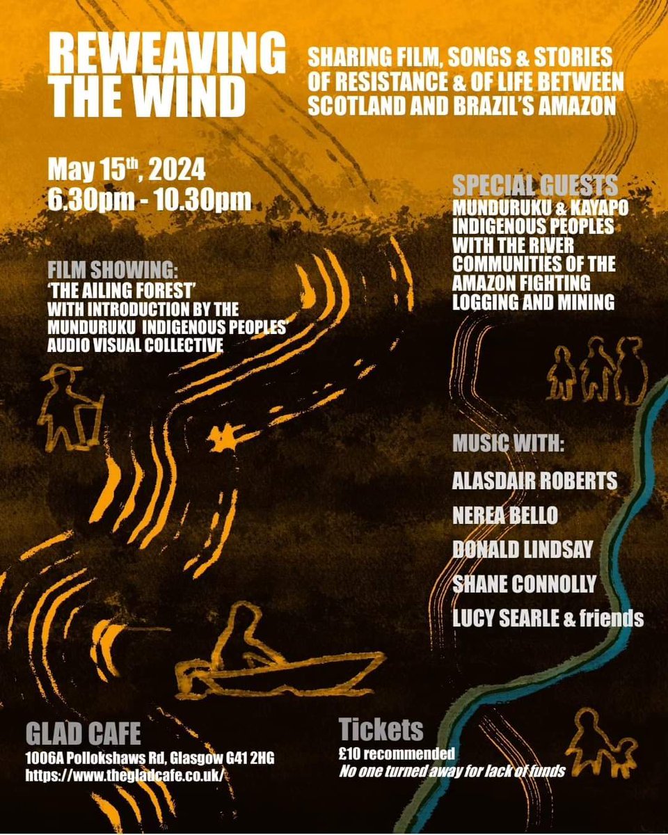 15th May at the Glad Cafe, Glasgow. Join our guests from Brazil to share film, songs & stories of resistance. I'll be sharing a wee poem from Skye. eventbrite.co.uk/e/reweaving-th…